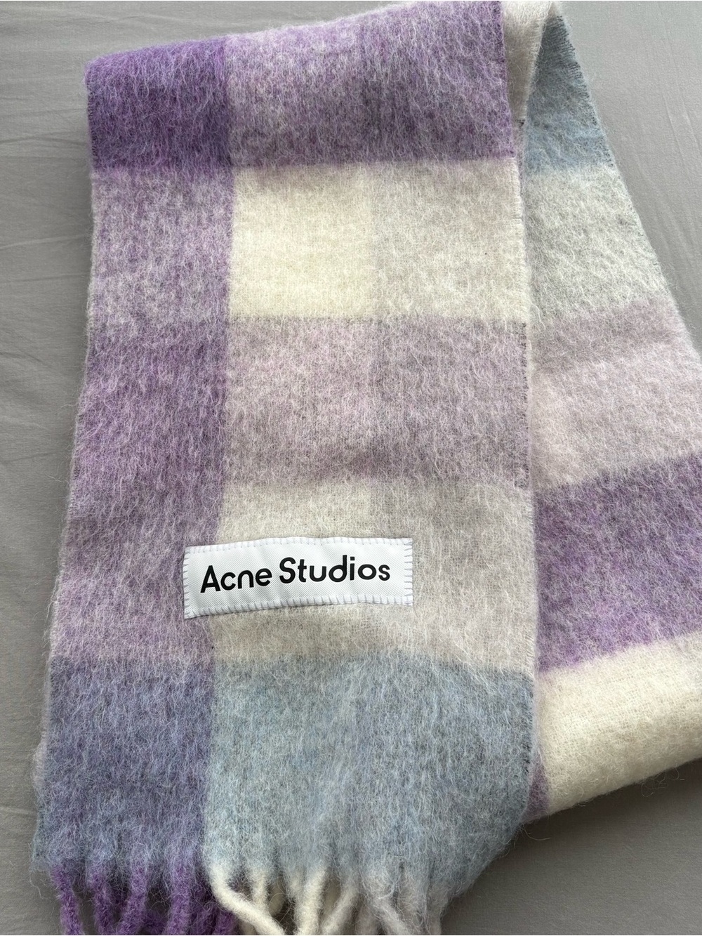 Acne Studios Lavender and Cream Check Mohair Throw